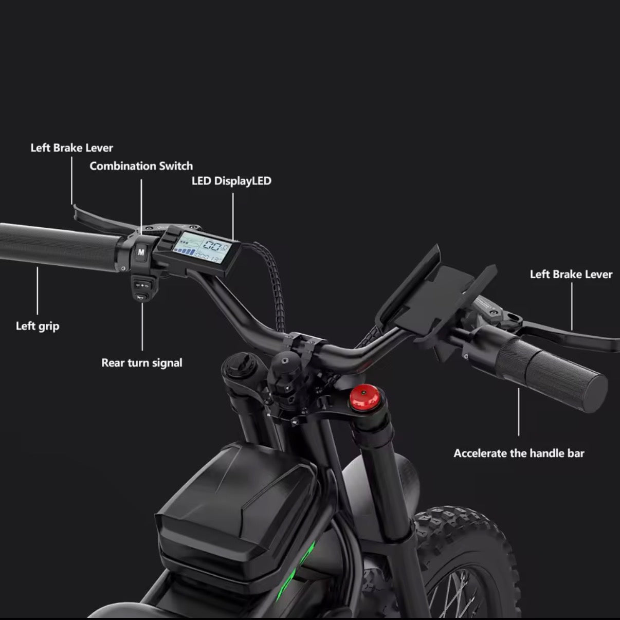 R3 45MPH Off-Road Electric Motorcycle, 6OV25Ah 1200Wh Battery, 600OW, Maximum Range of 50 Miles, 19 Inch Double Hydraulic Brakes