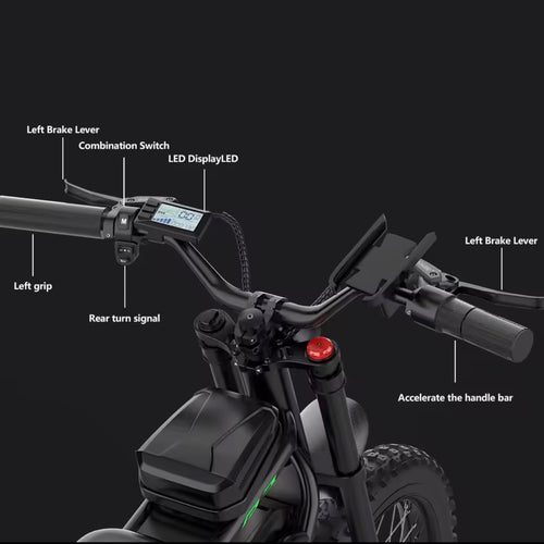 R3 45MPH Off-Road Electric Motorcycle, 6OV25Ah 1200Wh Battery, 600OW, Maximum Range of 50 Miles, 19 Inch Double Hydraulic Brakes