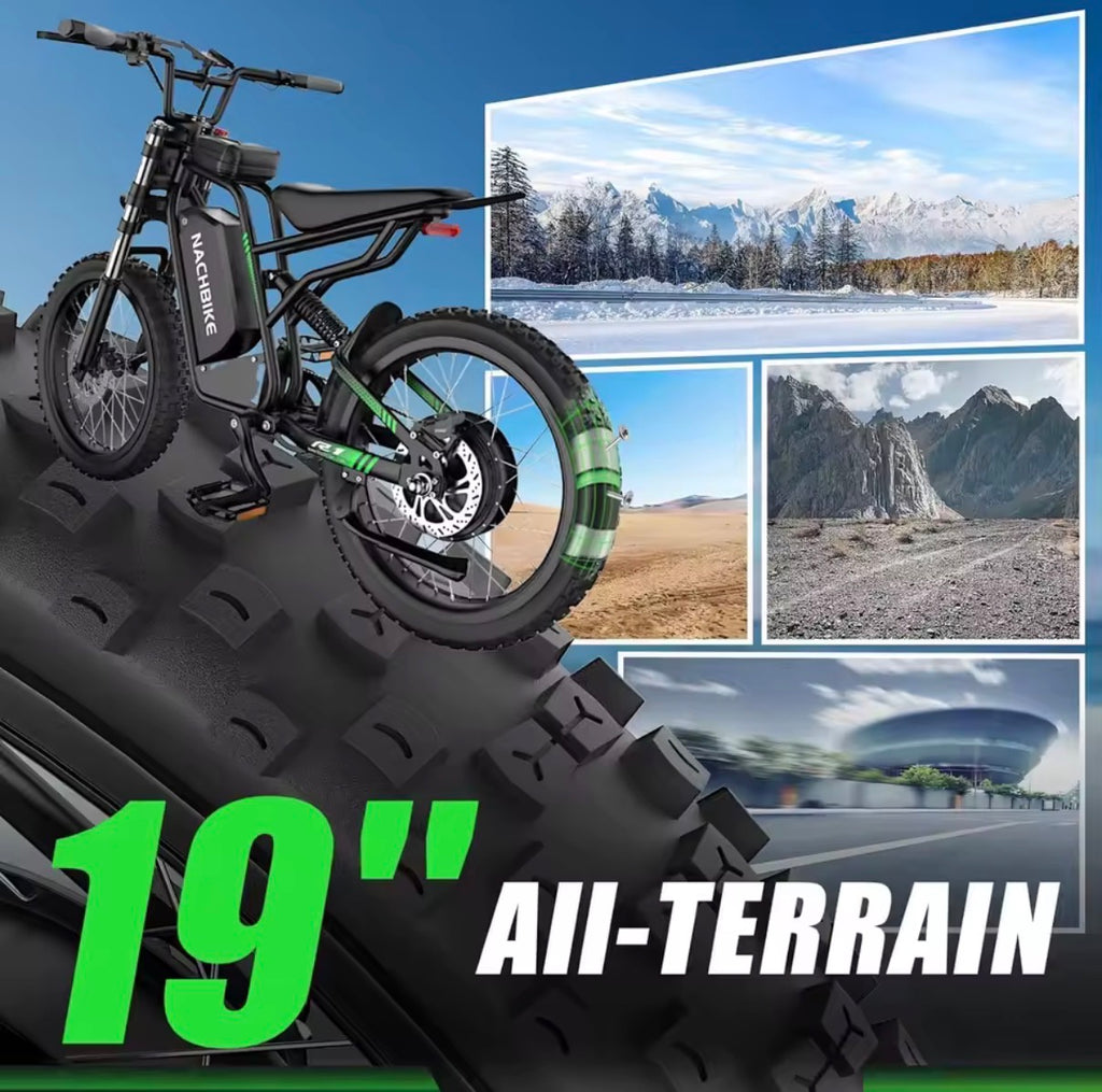 R3 45MPH Off-Road Electric Motorcycle, 6OV25Ah 1200Wh Battery, 600OW, Maximum Range of 50 Miles, 19 Inch Double Hydraulic Brakes