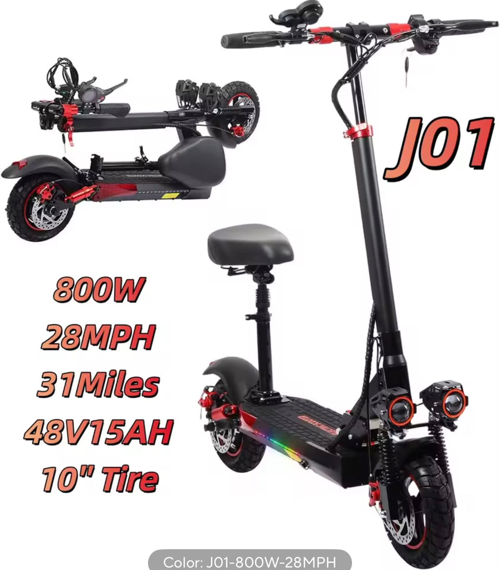 EOEOTWO Scooter Eléctrico Todoterreno de 1200W para adultos, 48V, Largo Alcance, 30MPH de Velocidad, Neumático Sin Cámara de 11 Pulgadas, Plegable